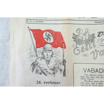 Periódico de propaganda WW2 Palabra de Estonia Eesti Sõna-febrero de 1942 24.. Espenlaub militaria