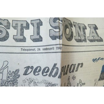 Periódico de propaganda WW2 Palabra de Estonia Eesti Sõna-febrero de 1942 24.. Espenlaub militaria