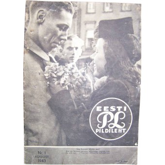 Tedesco WW2 / rivista di propaganda Waffen SS Pildileht, stampato in Estonia del 1943. Espenlaub militaria