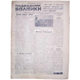 WW2 -merivoimien sanomalehti Baltian sukellusvene 20. huhtikuuta 1945 !!. Espenlaub militaria