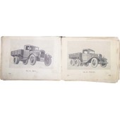 1946 gemaakt militair leerboek/catalogus, WO2 sovjet en geallieerden/lease voertuigen.