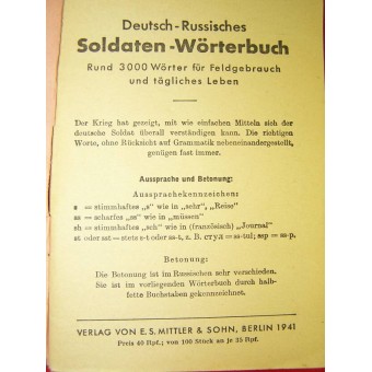Saksan ja Venäjän sanasto, joka tehtiin Berliinissä vuonna 1941. Espenlaub militaria