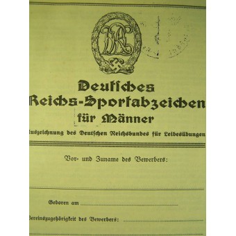 Documento Reichs- Sportabzeichen. Espenlaub militaria