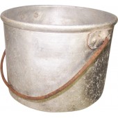 Round aluminum mess tin, soldiers trench made tin