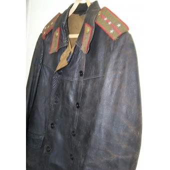 M 35 set di cuoio tuta protettiva per capitano di truppe blindate, giacca + pantaloni.. Espenlaub militaria