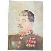 Portrait de Staline avec des coupons alimentaires valables pour la région de Langreo-Asturas, Espagne.