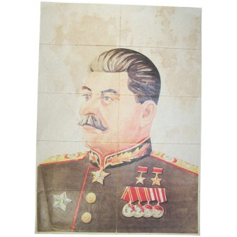 Stalinin muotokuva Ruokakuponkeja alueella Langreo-Asturas, Espanja.. Espenlaub militaria