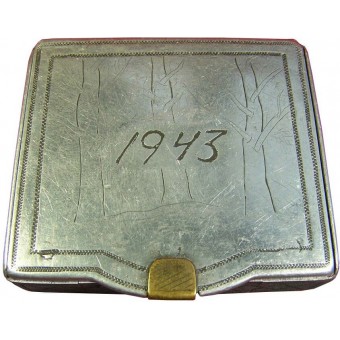 WW2 Graben Kunst. Zigarettenetui vom Soldaten hergestellt. Datiert 1943.. Espenlaub militaria