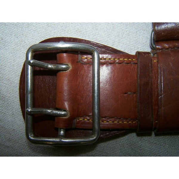 Set of commander’s leather equipment: belt, straps, holster, mapcase ...