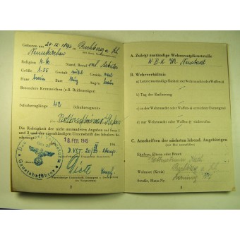 WW2 slutkrig Deutscher Volkssturm Soldbuch.. Espenlaub militaria