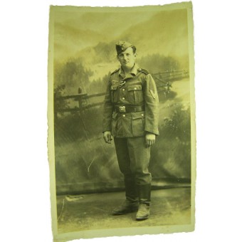 Foto original WW2 de un Obergefreiter alemana en una túnica M40. Espenlaub militaria