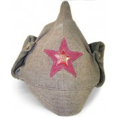 Пехотный суконный зимний шлем РККА М 27 с малиновым прибором