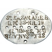 SS-Ausweismarke vom Stamm Kompanie Sanitaets Ausbildungs- und Ersatz Bataillon der Waffen SS