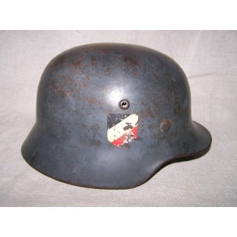 Deutscher Helm M 35, Doppelabziehbild Stahlhelm, SE64. Espenlaub militaria