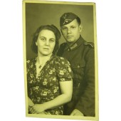 Photo originale de la Seconde Guerre mondiale d'un soldat de la Wehrmacht Heer avec sa femme