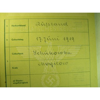 Ostarbeiter-Set mit Ausweisbuch und OST-Brustabzeichen. Espenlaub militaria