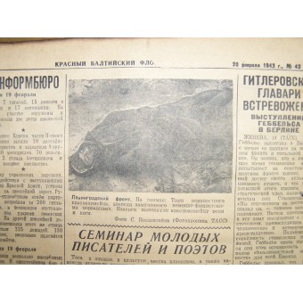 Tidning från 2:a världskriget om Röda Östersjöflottan, 20 februari 1943. Espenlaub militaria
