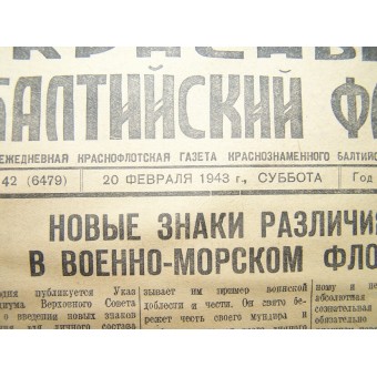 WW 2 Red Baltic Fleet-krant, 20 februari / 1943. Espenlaub militaria