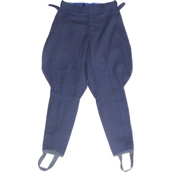 Pantalon en coton bleu pour les écoles dofficiers militaires.. Espenlaub militaria