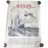 Poster originale di propaganda sovietica del periodo della seconda guerra mondiale.