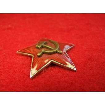 Sovjetisk rysk M 35 stjärna cockade med separat hammare och sickle, vacker ljus orange emalj. Espenlaub militaria