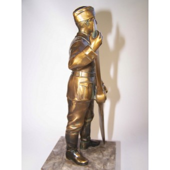 3e Reich Era Bronzen Sculptuur van een Duitse soldaat die propeller. Espenlaub militaria