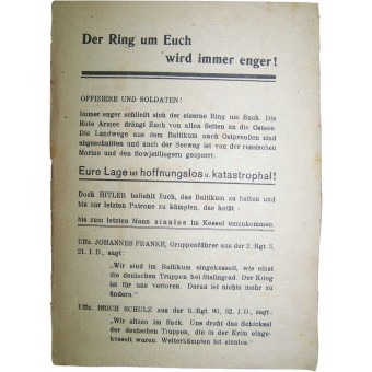 Sowjetisches Flugblatt für deutsche Truppen. 1945 April, Kurlandkessel. Espenlaub militaria