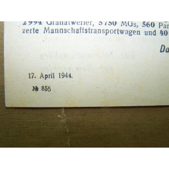 Советская листовка для немецких войск. Листовка Nr 855, 17 апреля, 1944.. Espenlaub militaria