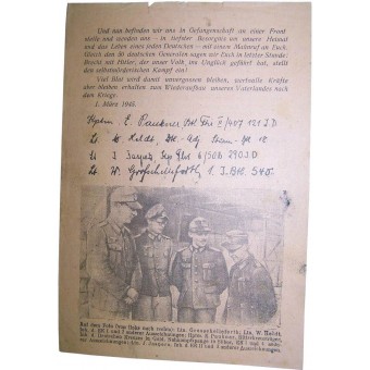 Sovjetiskt flygblad för tyska trupper Offiziere u Soldaten in der HKL- Kurlandkessel. Espenlaub militaria