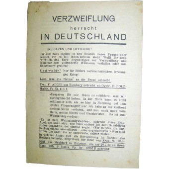 Folleto Soviética por las tropas alemanas Verzweiflung herrscht in Deutschland. Espenlaub militaria