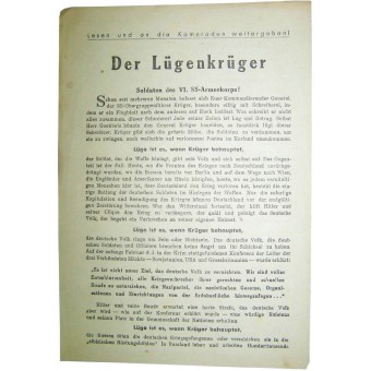 Folleto Soviética para los alemanes -Der Luegenkrueger. Kurland. Espenlaub militaria