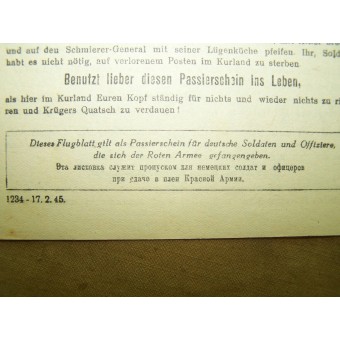 Sowjetisches Flugblatt für Deutsche -Der Luegenkrueger. Kurland. Espenlaub militaria