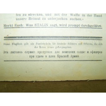 Sowjetisches Flugblatt für Wehrmachtssoldaten der 31 Inf Div. Espenlaub militaria