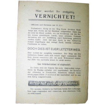 Советская листовка для солдат Вермахта из 31 пехотной дивизии, 1945 г.. Espenlaub militaria