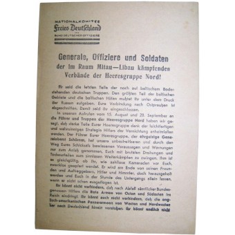 Sovjetiskt flygblad för tyska trupper National Komitee freies Deutschland. 1944 Mittau, Lettland. Espenlaub militaria