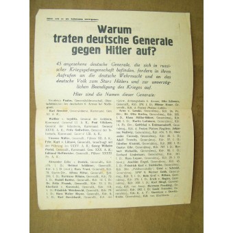 Советская листовка для немецких солдат и офицеров, Warum treten Deutsche Generale gegen Hitler auf?. Espenlaub militaria