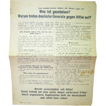 Soviétique Brochure - Warum treten Deutsche Generale gegen Hitler auf?. Espenlaub militaria