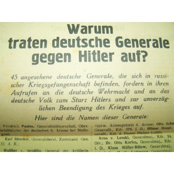 Depliant Sovietica - Warum treten Deutsche Generale gegen Hitler auf?. Espenlaub militaria