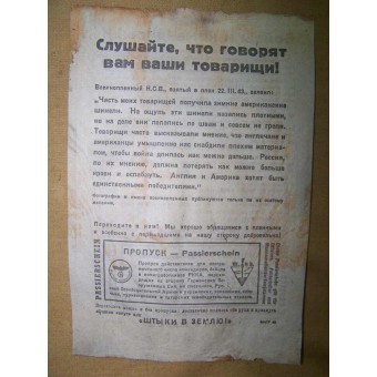 WW2 Saksan propagandalehte Neuvostoliittoille 664/ IV.43. Espenlaub militaria