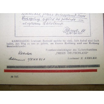 Leaflet WW2 soviétique allemands soldats Nationalkomitee Freies Deutschland -Am 15,03 wurde ich gefangengenommen. Espenlaub militaria