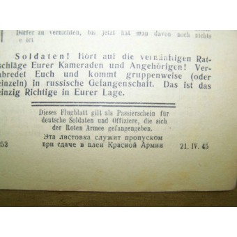 Sovjetiskt flygblad från andra världskriget för tyska trupper i Kurland Kessel- Unternehmt den entscheidenden Schritt. Espenlaub militaria