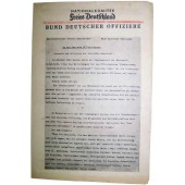 Folleto soviético de la 2ª Guerra Mundial para las tropas alemanas Bund Deutscher Offiziere