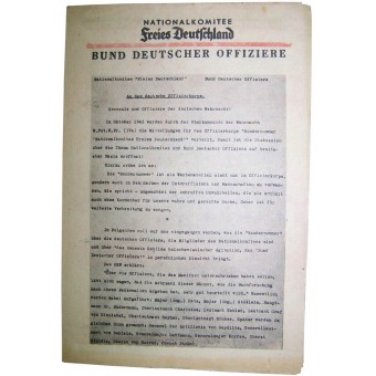 Sovjetiskt flygblad för tyska trupper från andra världskriget Bund Deutscher Offiziere. Espenlaub militaria