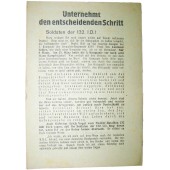 Tract soviétique de la Seconde Guerre mondiale pour les troupes allemandes en Kurland Kessel- Unternehmt den entscheidenden Schritt