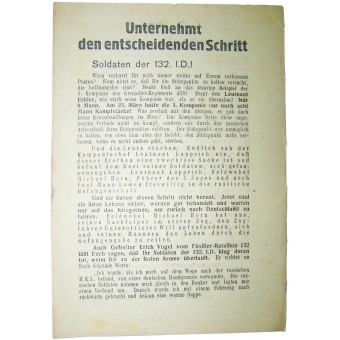 Leaflet WW2 soviétique pour les troupes allemandes den Kurland Kessel- Unternehmt entscheidenden Schritt. Espenlaub militaria