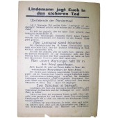 Листовка "Lindemann jagd Euch in den sicheren Tod ", 1944.