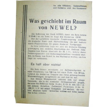 ww2 Sowjetisches Flugblatt für deutsche Truppen Was geschieht im Raum von Nevel. Espenlaub militaria
