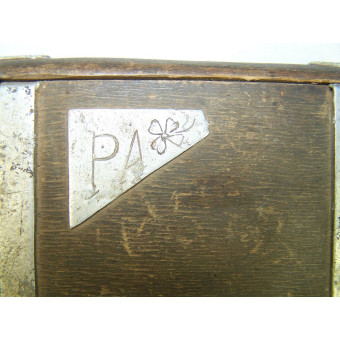 Soviet trench art - wooden cigarette case.. Espenlaub militaria