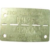 Etiqueta de identificación Frontstalag 306. Etiqueta Dof. Zinc