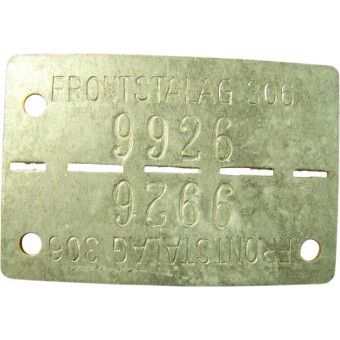 Frontstalag etiqueta 306 ID. etiqueta de DOF. Zinc. Espenlaub militaria